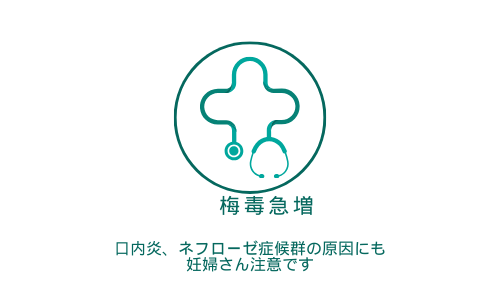 梅毒患者急増！ネフローゼ症候群、口内炎でも疑うべし。妊婦さんが心配です。